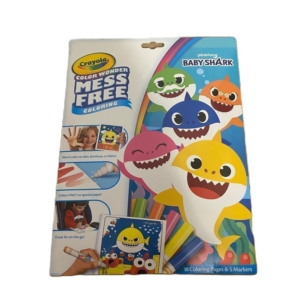 Crayola Color Wonder Baby Shark Coloring Sheet & Markers Set NEW